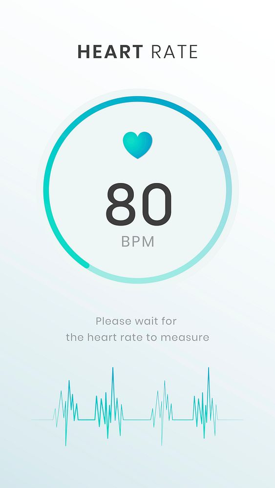 Heart rate tracker screen psd template health tracking application