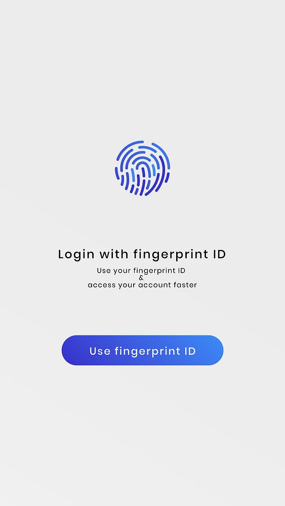 Fingerprint scan UI screen psd template for smartphone