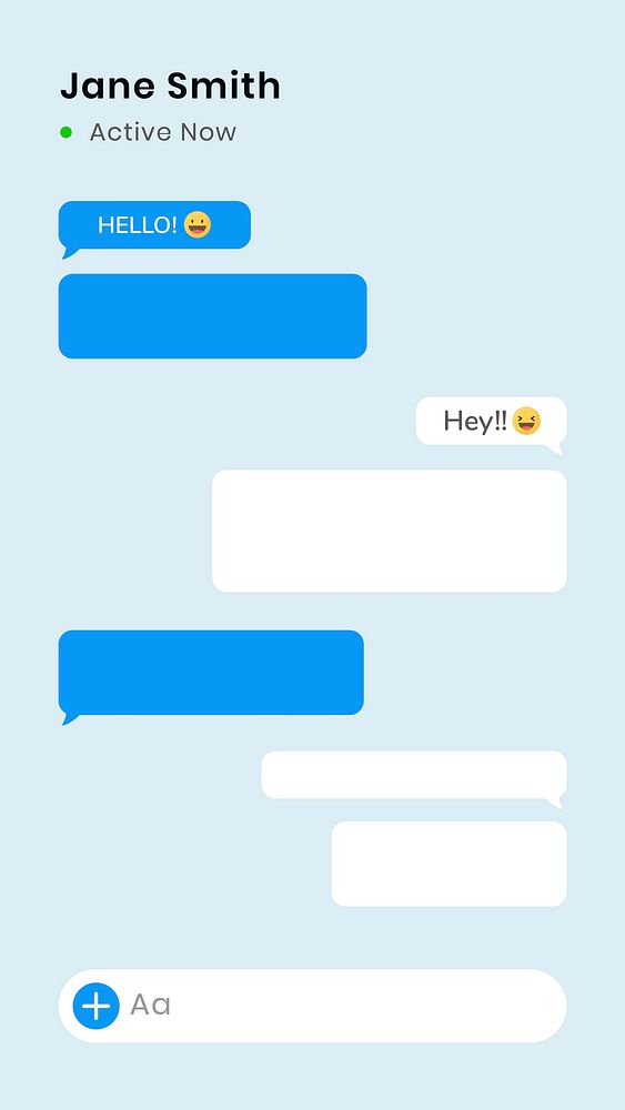 Chat application interface vector smartphone screen template