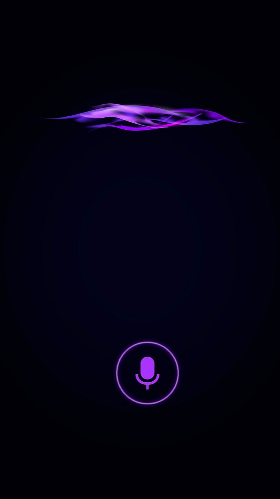 Neon voice assistant vector sound wave design phone purple