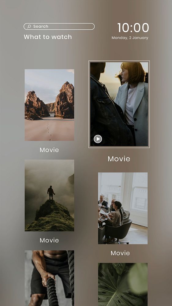 Movie streaming phone screen psd user interface graphic