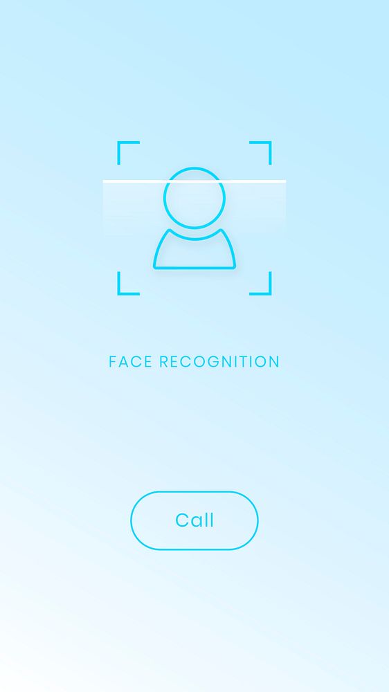 Face ID recognition screen psd in blue