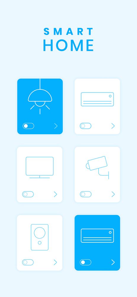Smart home automation assistant psd design in blue