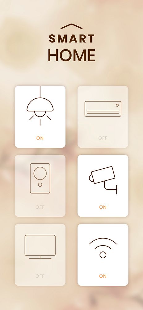 Brown smart home application psd graphic
