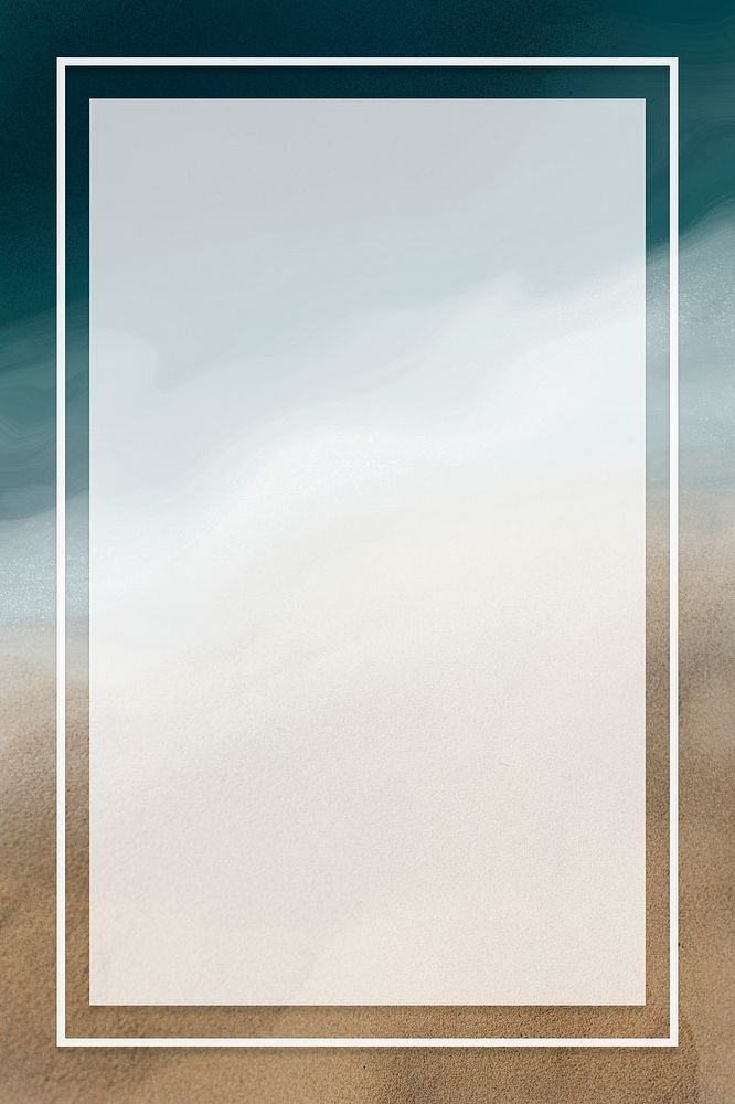 White rectangle frame on beach background