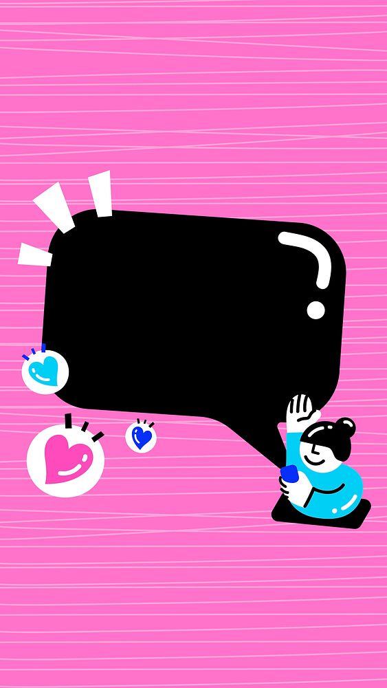 Pink phone wallpaper vector with avatar sending love