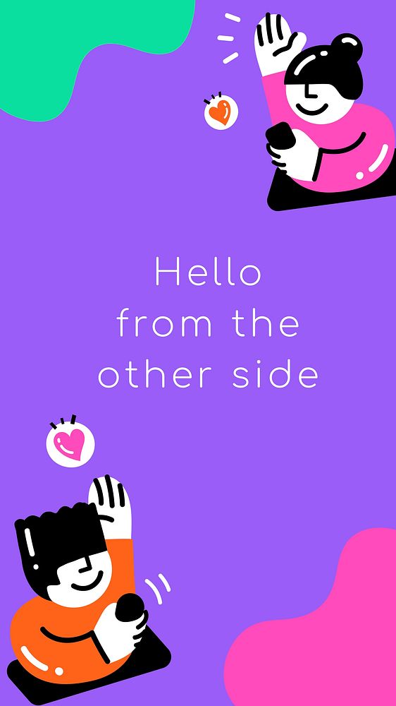 Vivid phone wallpaper with hello from the other side text virtual dating