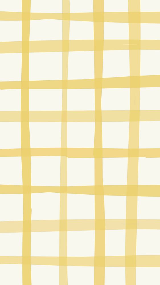 Grid background vector in cute yellow pattern