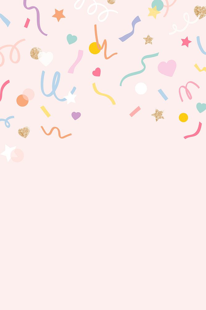 Confetti background psd in cute pastel pink pattern