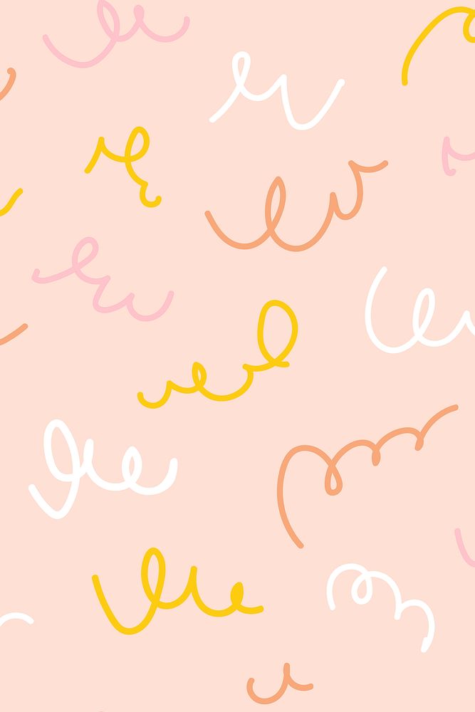 Doodle background psd in cute pastel pattern