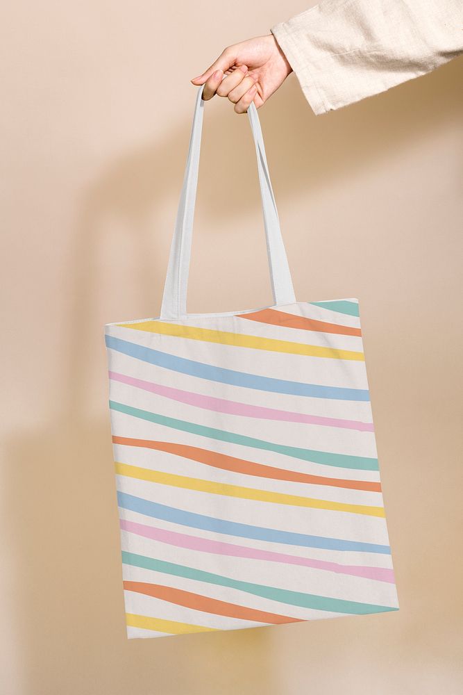 Cute pastel striped tote bag
