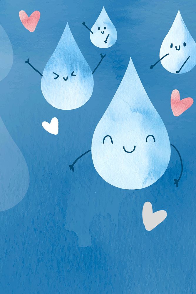 Cute droplet background vector in watercolor illustration