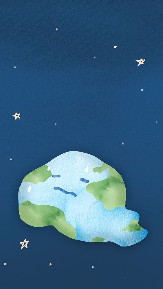 Global warming background with melting earth in watercolor illustration  