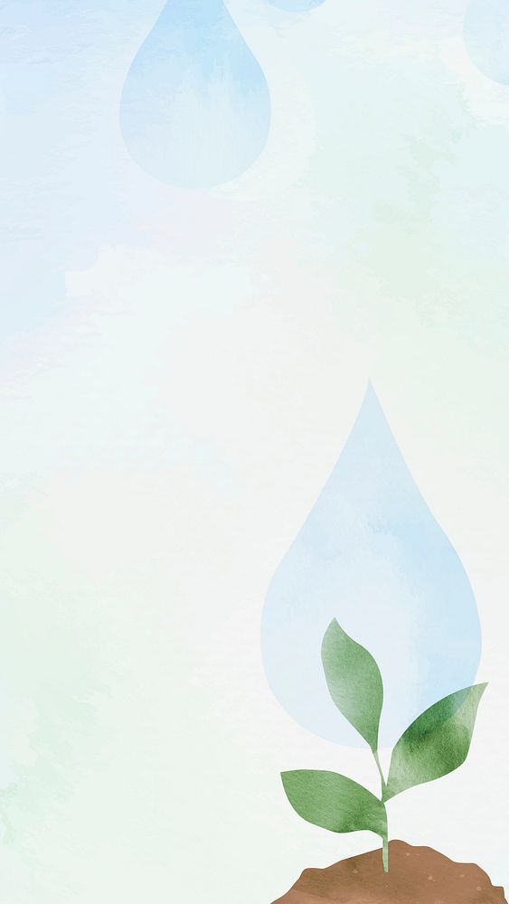 Eco-friendly watercolor background vector with planting tree illustration