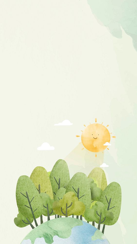 Environment background vector cute sunshine watercolor