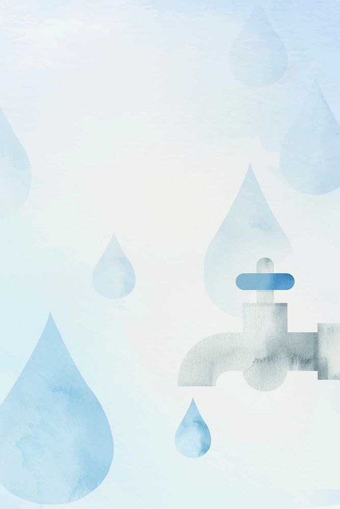 Water conservation environment background vector with faucet in watercolor illustration     