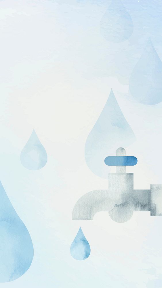 Water conservation environment background vector with faucet in watercolor illustration     
