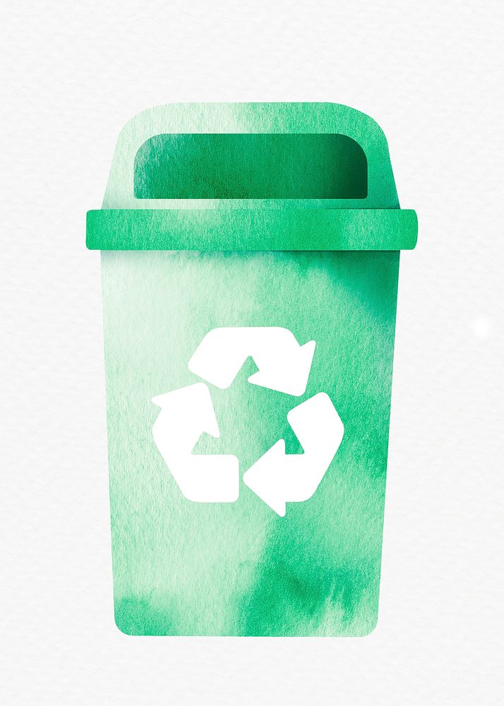 Bin recycling trash green container design element