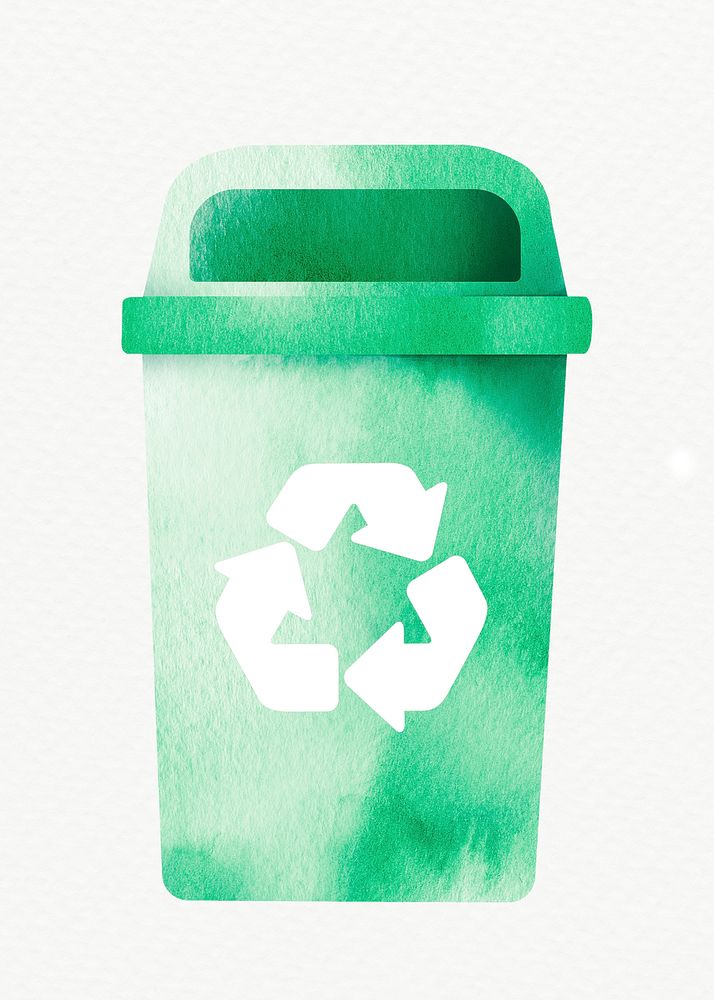 Bin recycling trash green psd container design element
