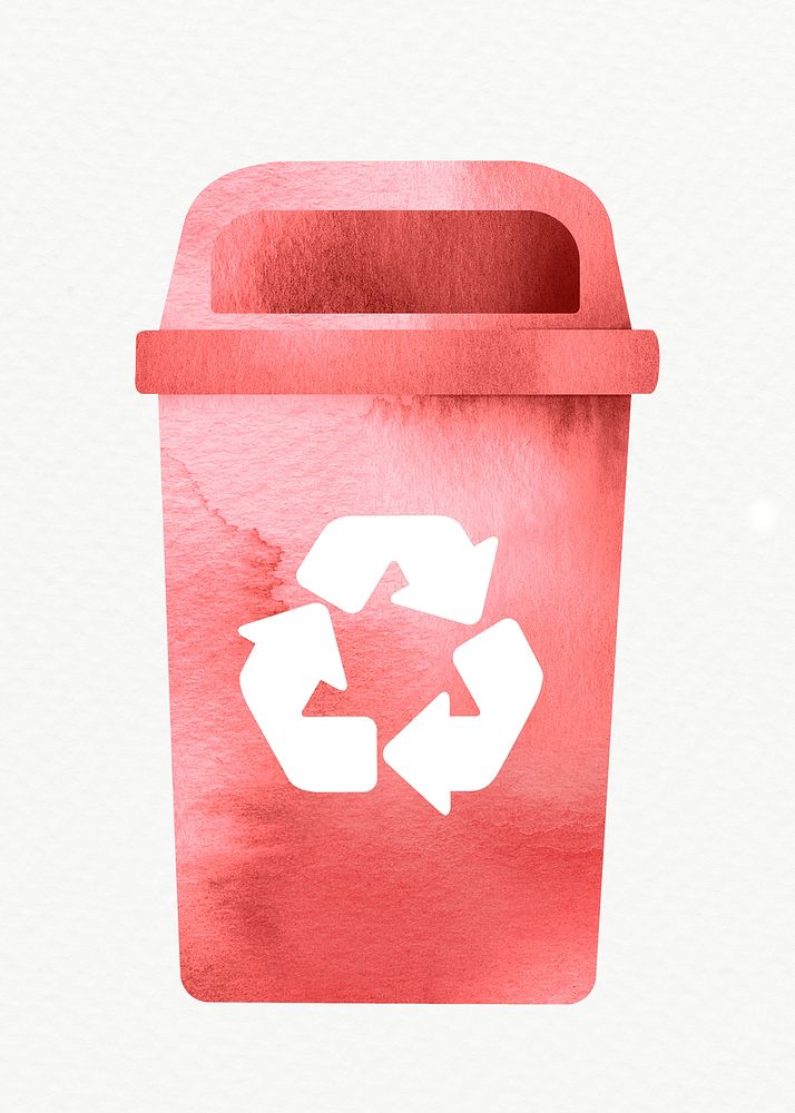 Bin recycling trash red psd container design element