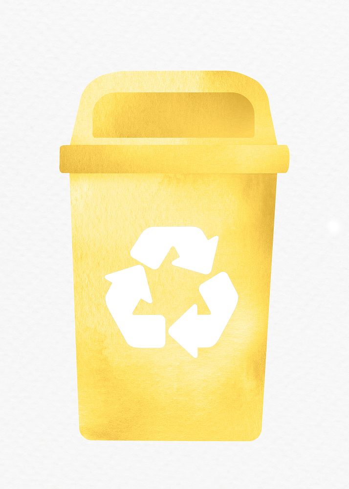 Bin recycling trash yellow container design element