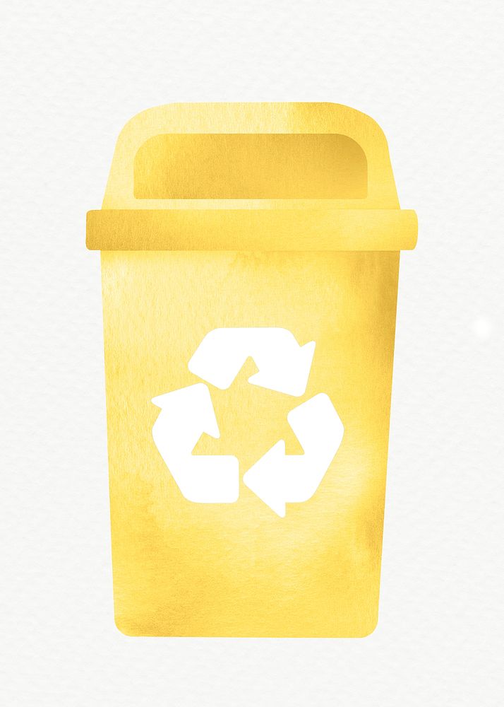 Bin recycling trash yellow psd container design element