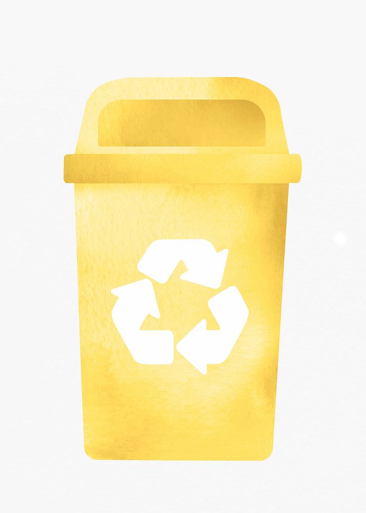 Bin recycling trash yellow vector container design element