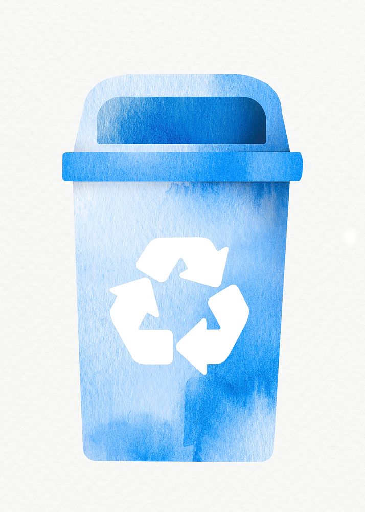 Bin recycling trash blue psd container design element