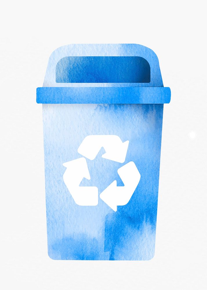Bin recycling trash blue vector container design element