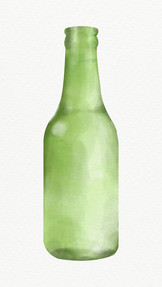 Glass bottle in green psd watercolor design element