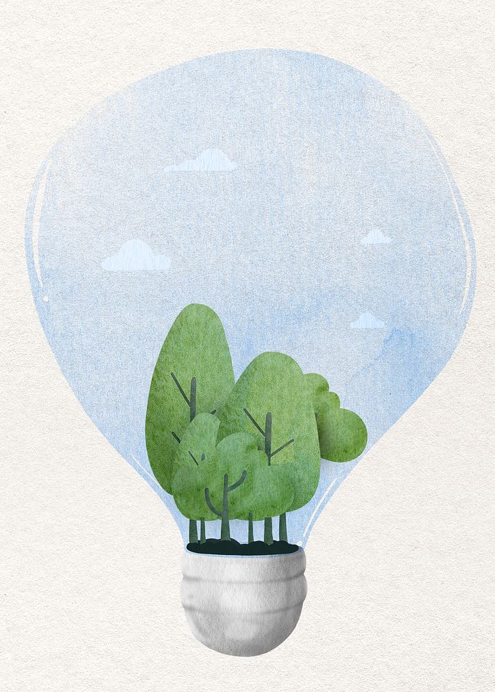 Bulb with forest psd design element