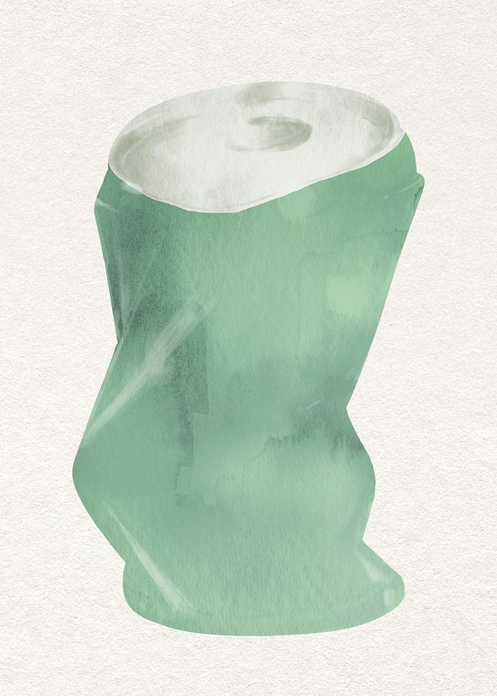 Squeezed can in watercolor psd design element