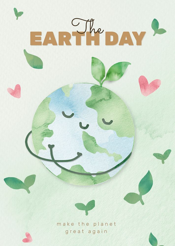Love earth with earth day text in watercolor 