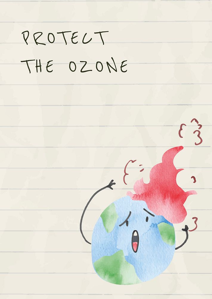 Protect the ozone poster watercolor illustration