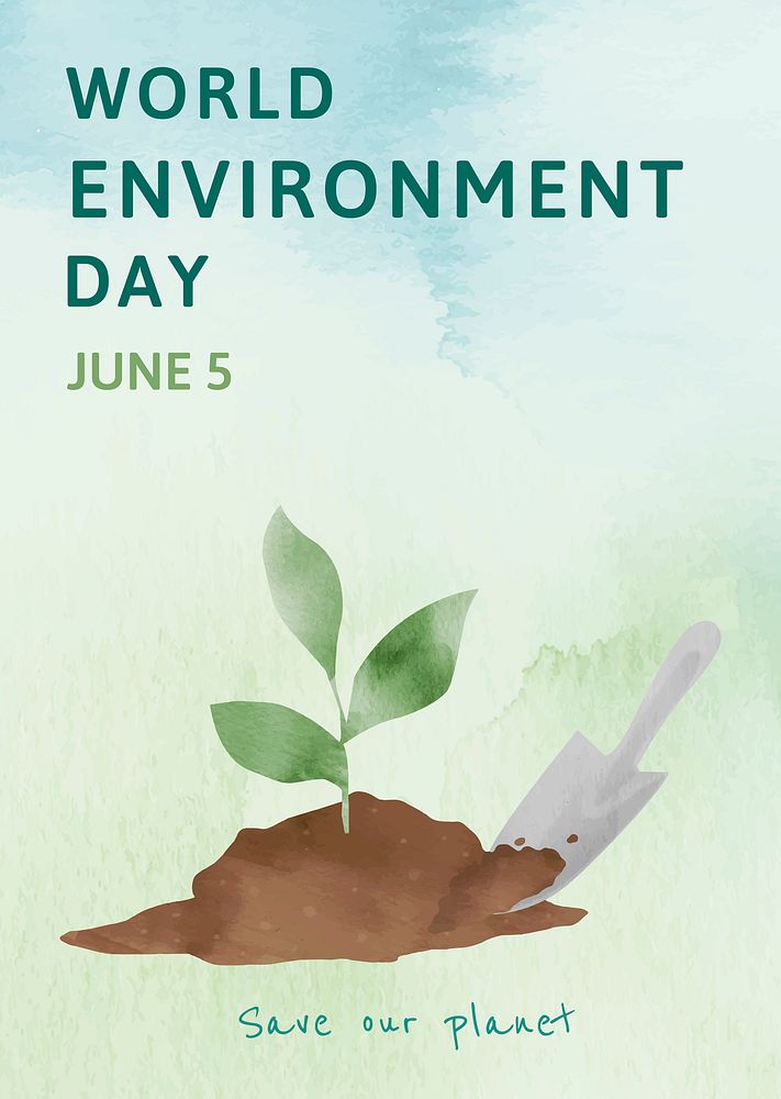 World environment day poster watercolor illustration