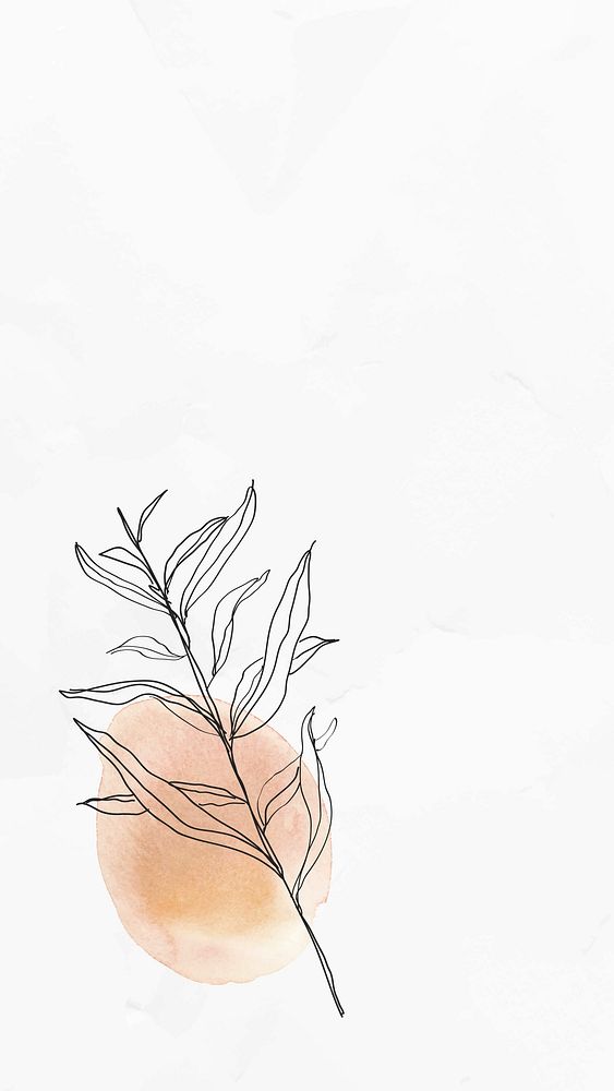 Lockscreen background with leaf line art illustration