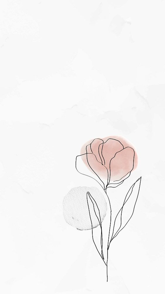Mobile background with tulip psd feminine line art illustration