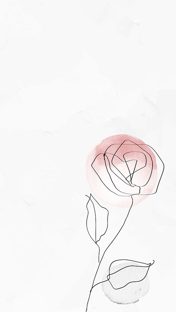 Phone background with rose feminine line art illustration