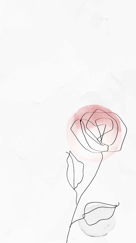 Phone background with rose vector feminine line art illustration