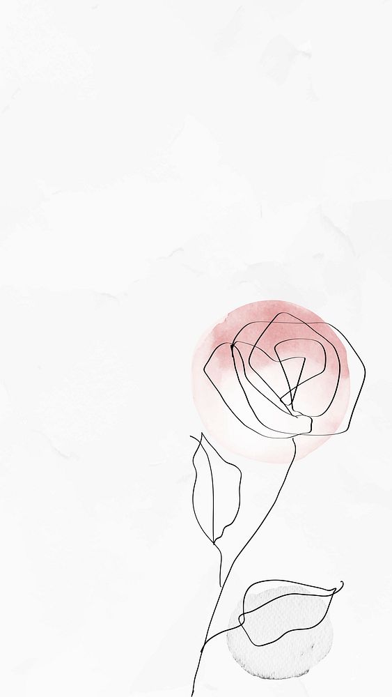 Phone wallpaper with rose psd feminine line art illustration