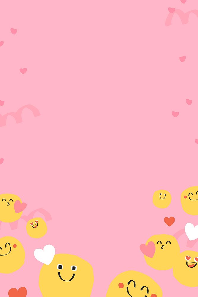 Cute background psd of doodle emoji with heart sign