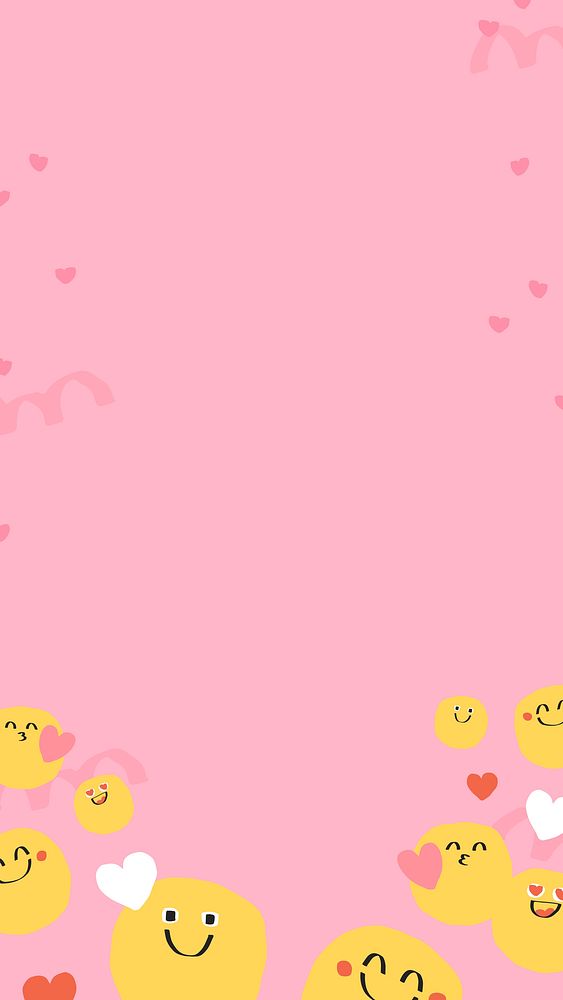 Cute wallpaper of doodle emoji with heart sign