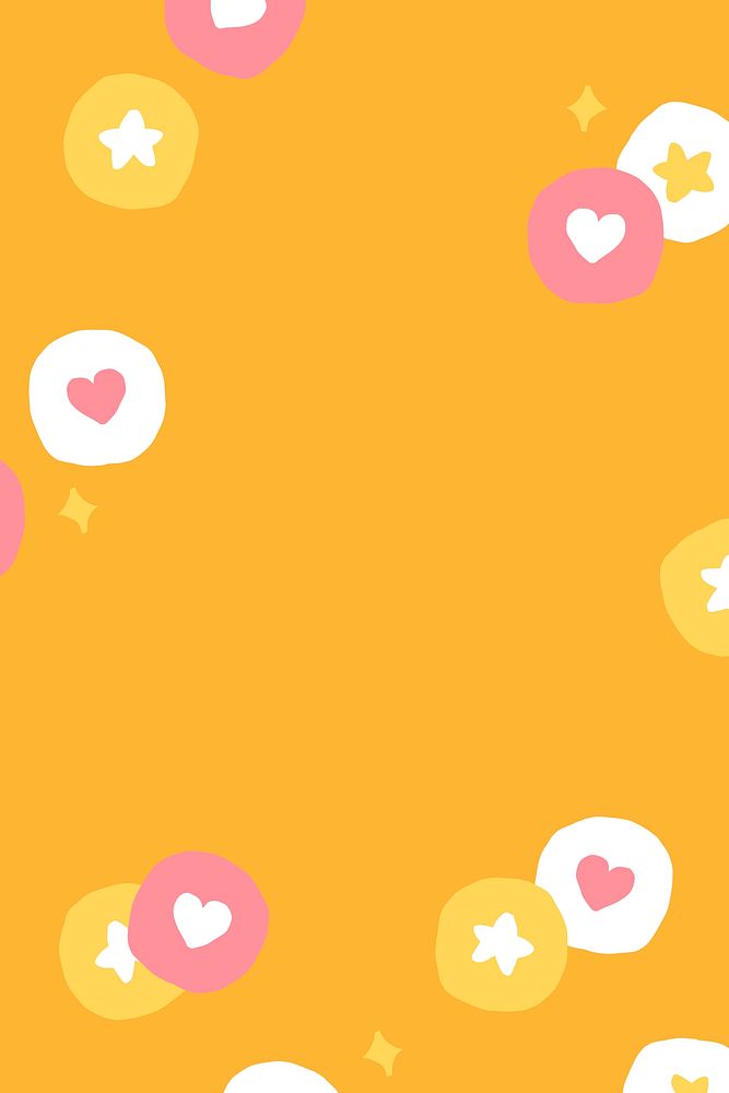Background with cute social media icons on orange