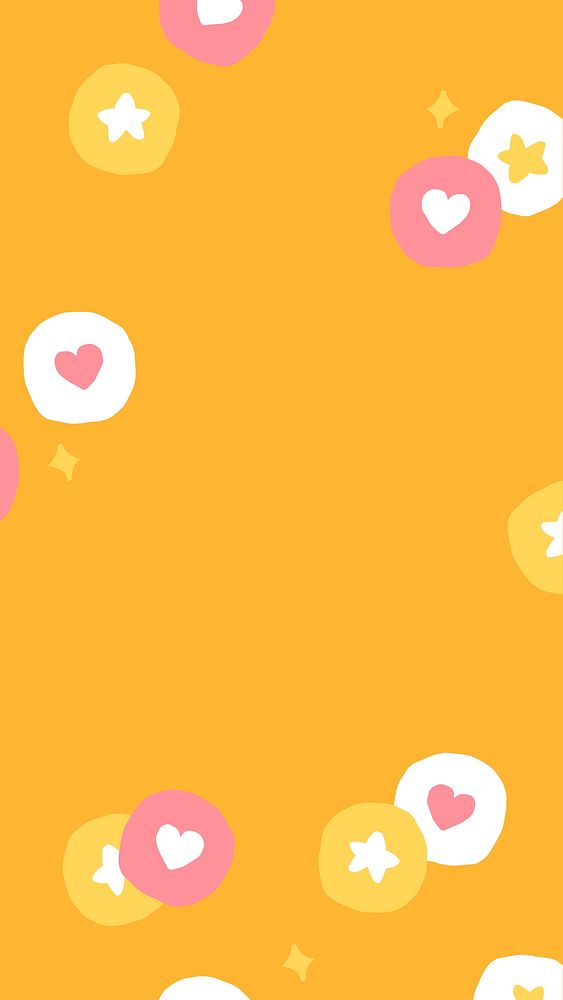 Mobile wallpaper psd with cute social media icons on orange