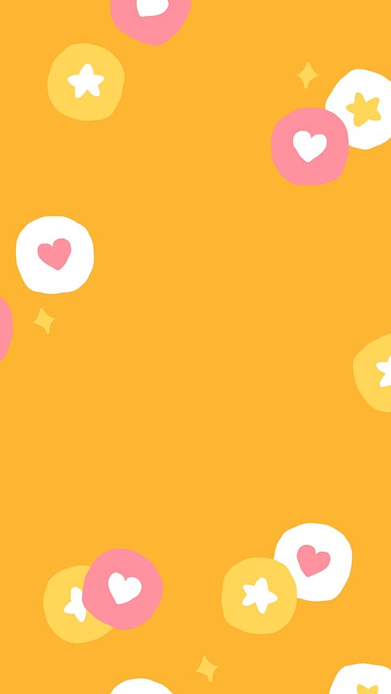 Mobile wallpaper vector with cute social media icons on orange