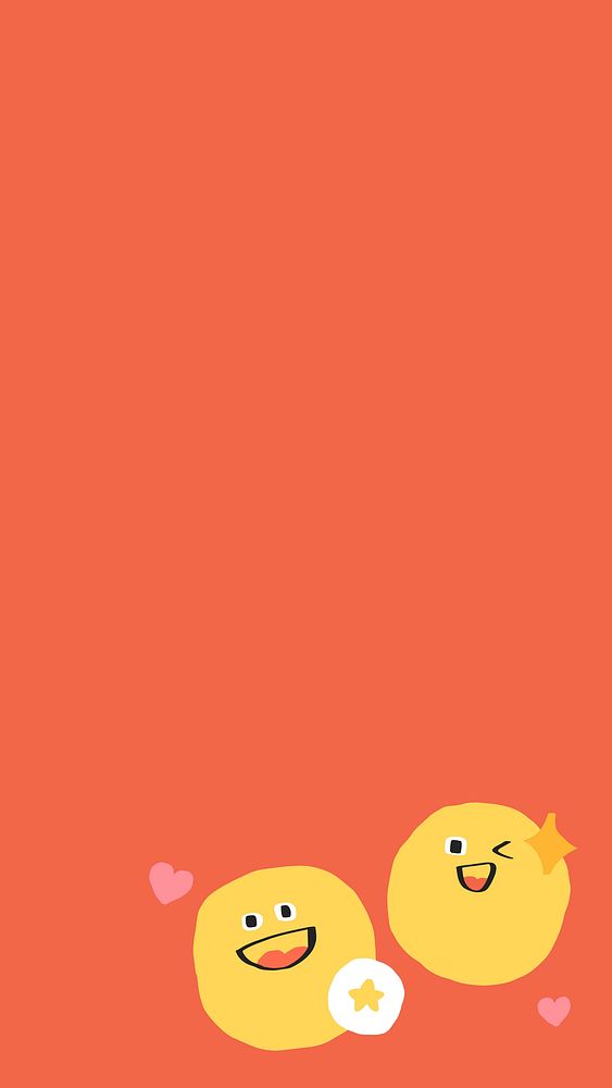 Cute mobile wallpaper psd of doodle emojis on red