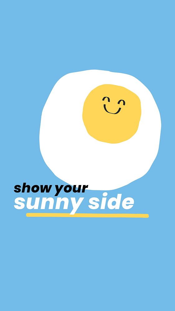 Doodle smiley with quote social media story 'show your sunny side up'