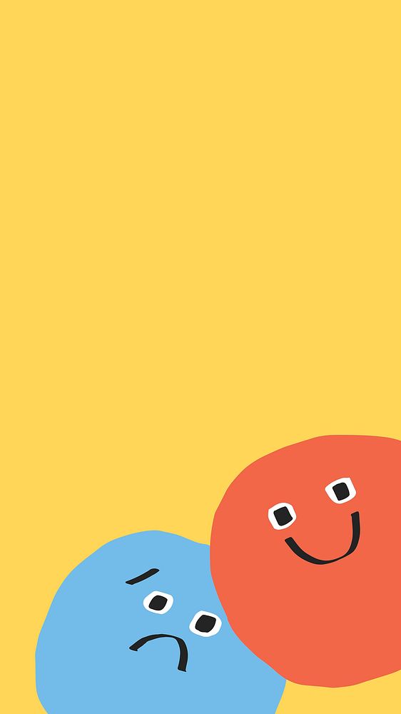 Background of two big cute emojis on yellow