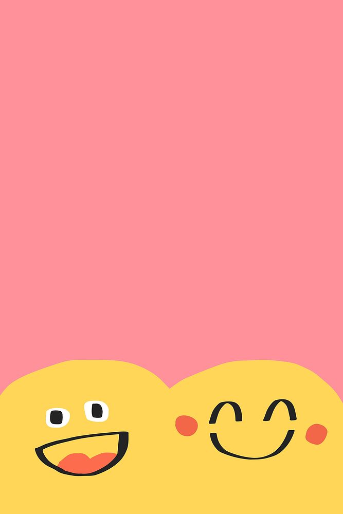 Background of two big cute emojis on pink