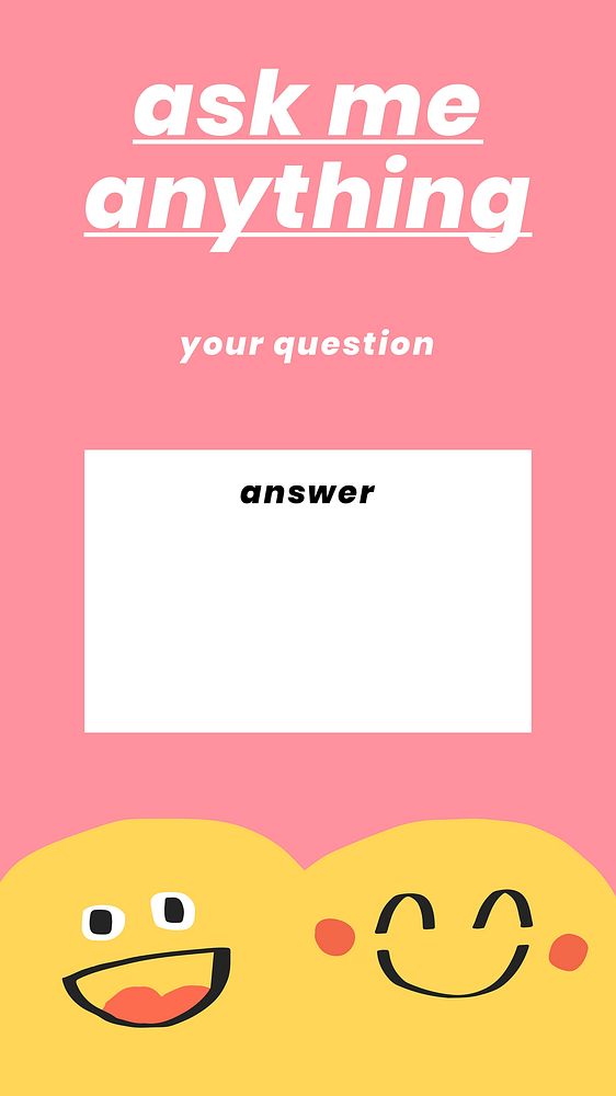 Q&A editable template vector in cute emoticon theme social media story